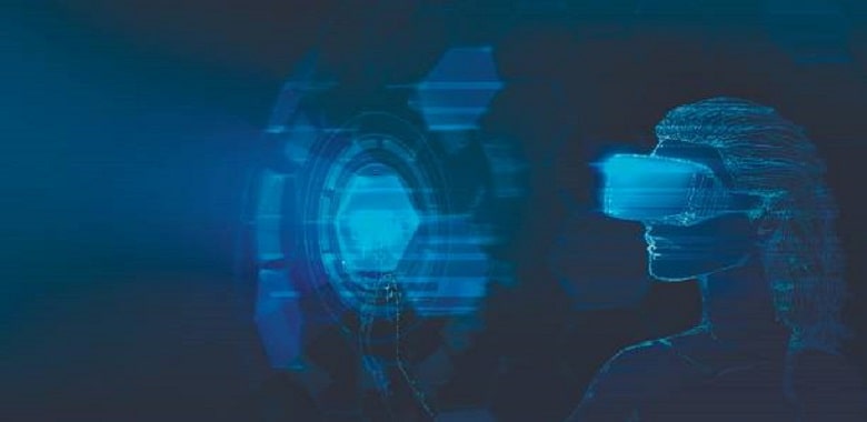 Eine Frau schaut durch eine VR-Brille. Symbolbild für die Vorstellung, dass wir im Schlaf lernen.
